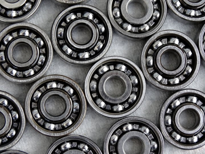 Black and white metal wheel bearings