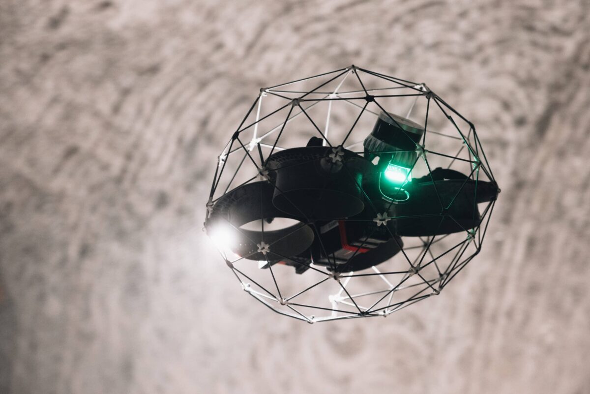 Elios 3 in flight during mining inspection.